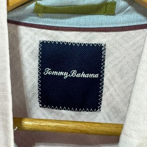 Tommy Bahama Shirt Men's XXL Pink Textured Plaid Pocket Long Sleeve Linen Blend - Picture 7 of 12